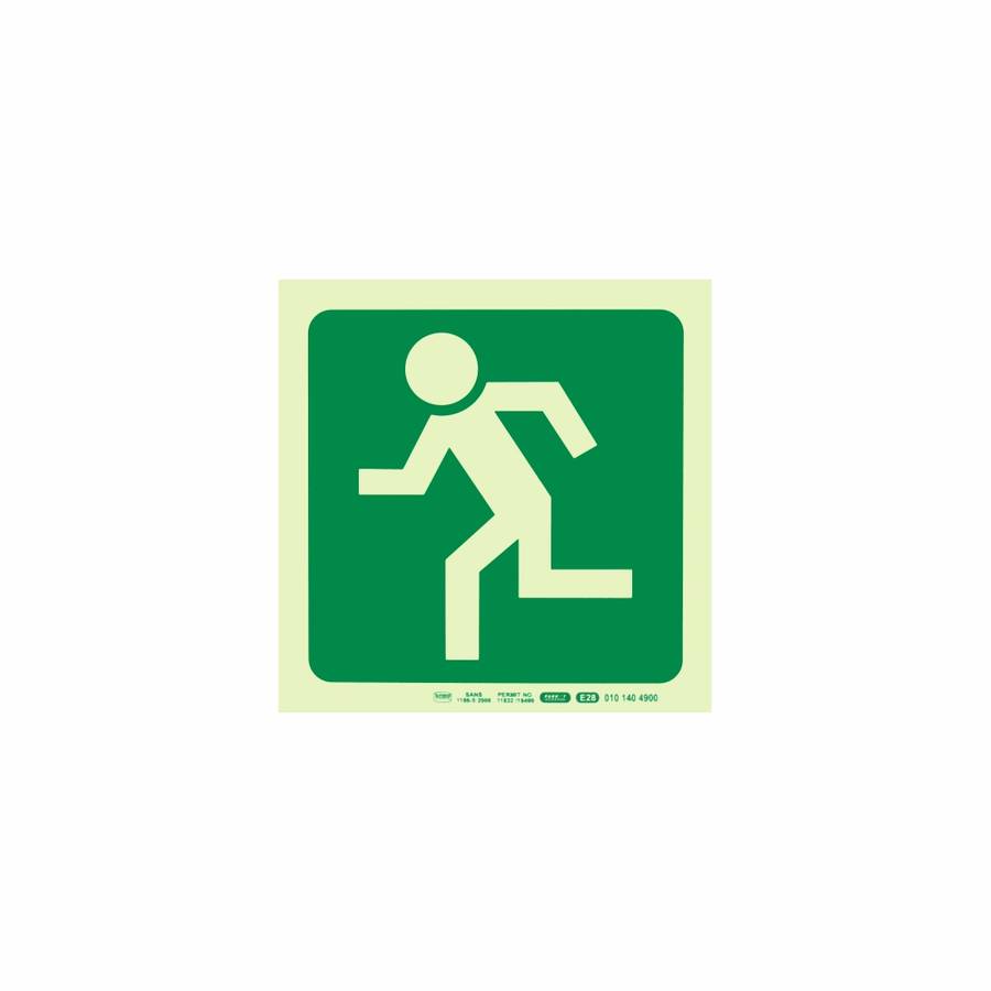 Photoluminescent 190MM Safety Sign - E28-Running Man Facing Left