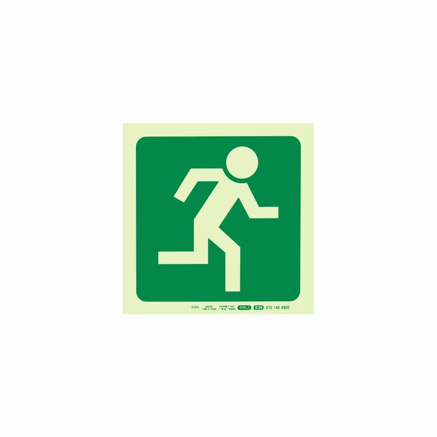 Photoluminescent 190MM Safety Sign - E29-Running Man Facing Right