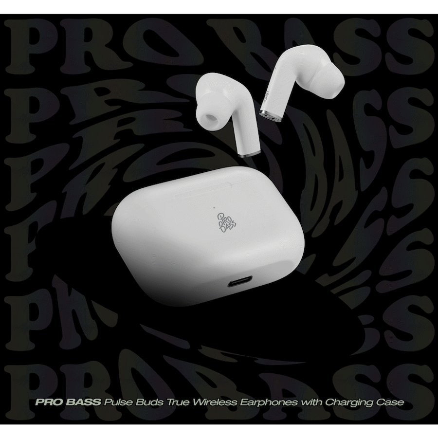 Pro Bass Pulse Buds True Wireless Earphones with Charging Case - White