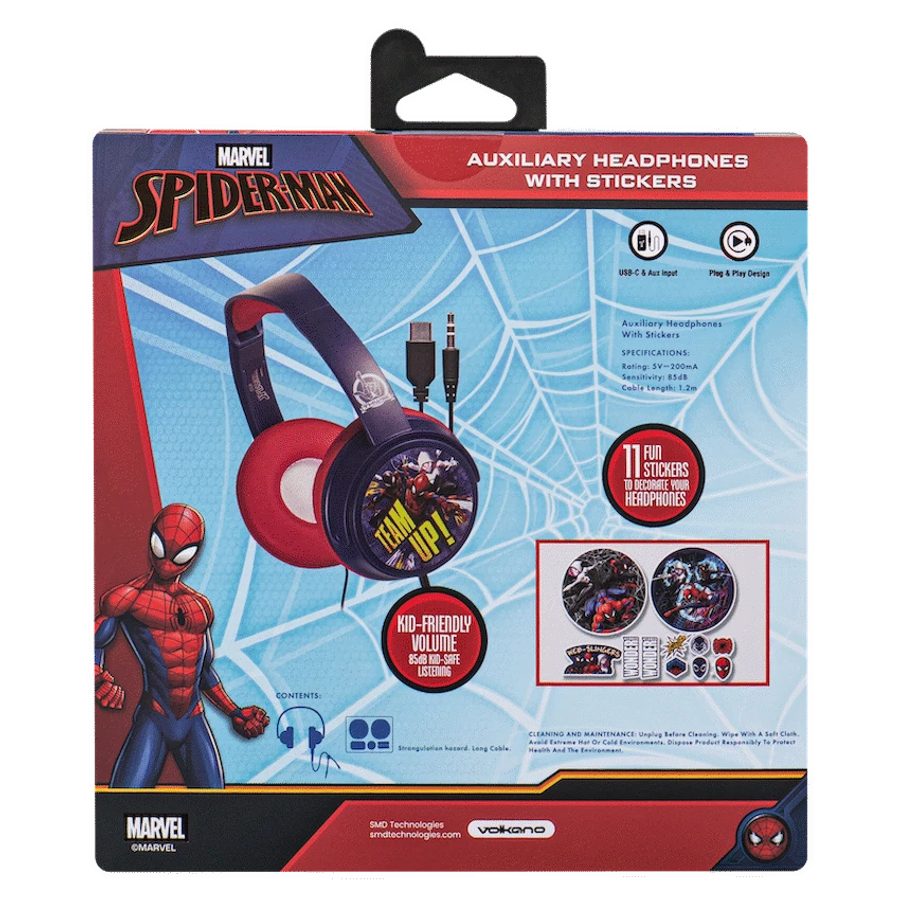 Marvel Spider-Man Wired Headphones with Stickers