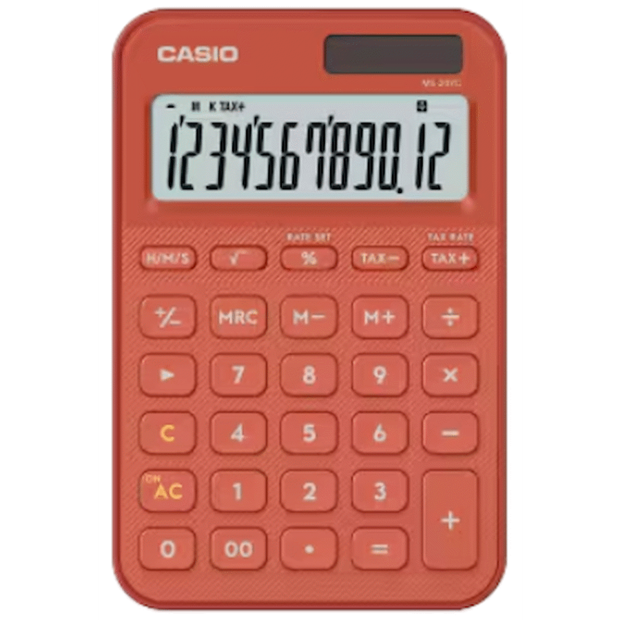 Casio MS-20YC 12 Digit Desk Calculator Red