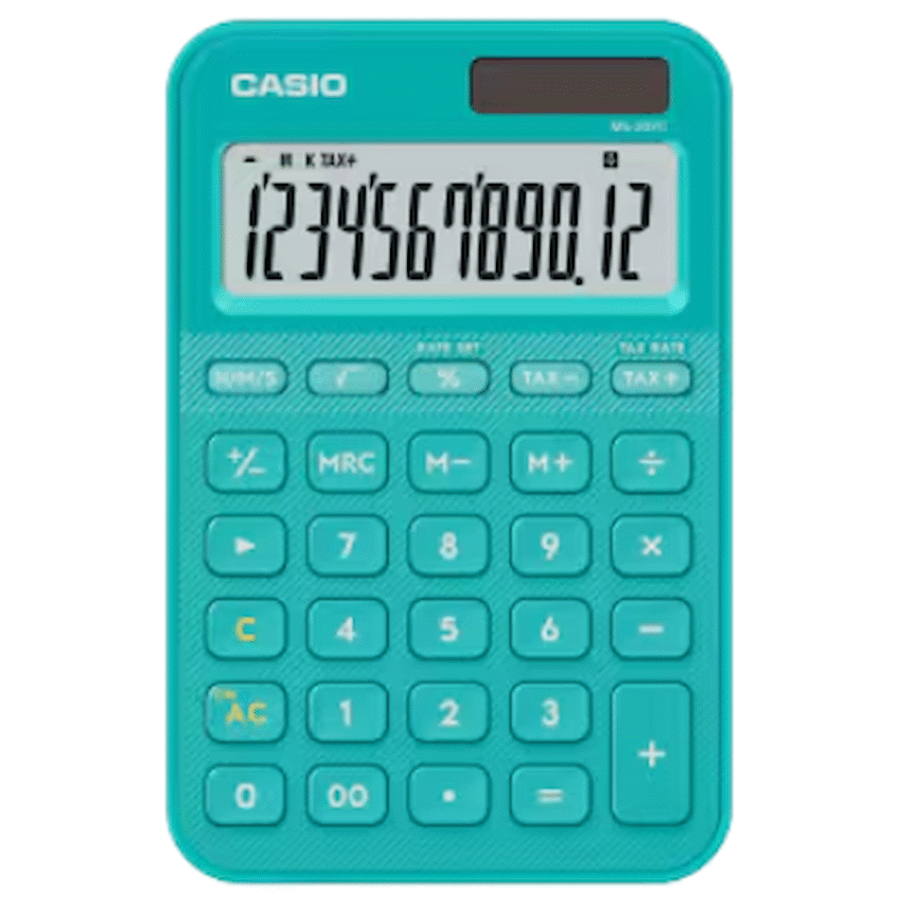 Casio MS-20YC 12 Digit Calculator Turquoise
