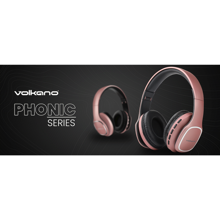 Volkano Phonic Series Bluetooth Full-Size Headphones - Rose Gold