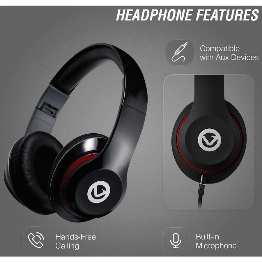 Volkano Falcon Headphones with Microphone - Black