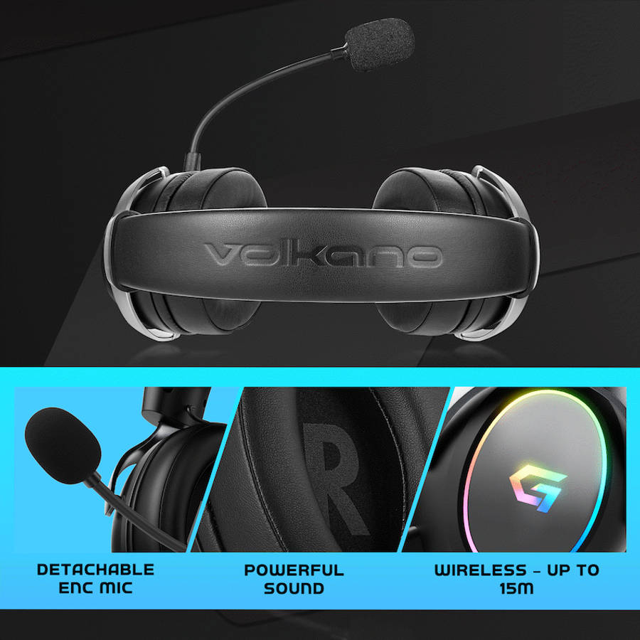 Volkano gaming Helm X1 Pro Wireless Gaming headphone with Tri-mode and ENC mic
