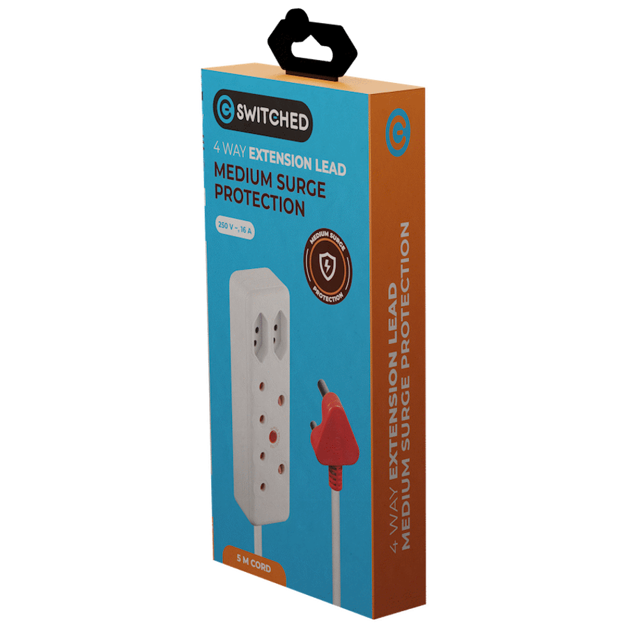 Switched 4-Way Medium Surge Extension Lead 5m