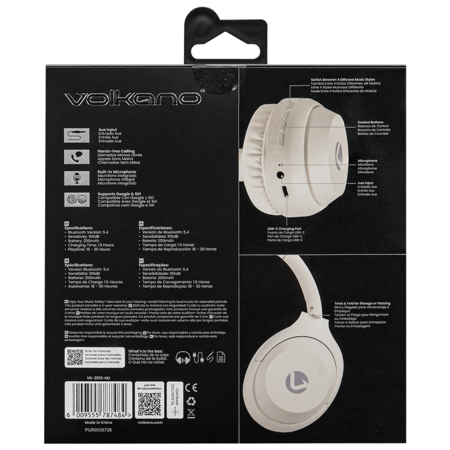 Volkano Cosmic 2 Series Bluetooth Headphone - Nude