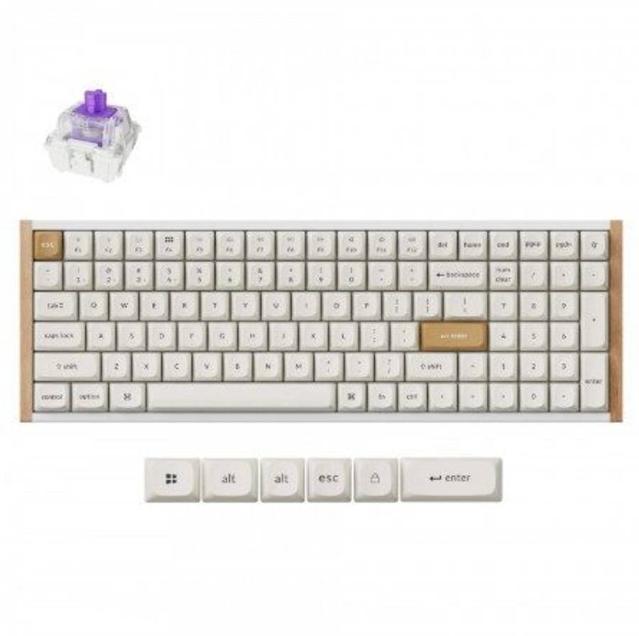 Keychron K4 HE Wireless Magnetic Switch Custom Mechanical Keyboard - White (Special Edition Wood ...