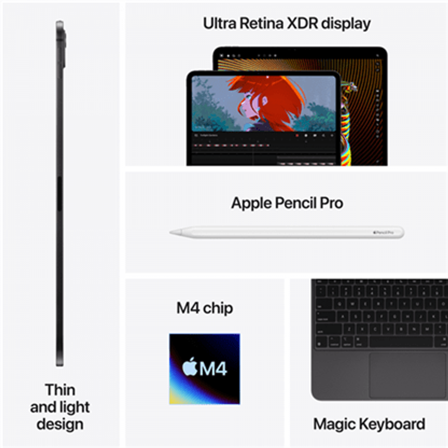 13-inch iPad Pro WiFi + Cellular 2TB with Standard glass - Space Black,Mode