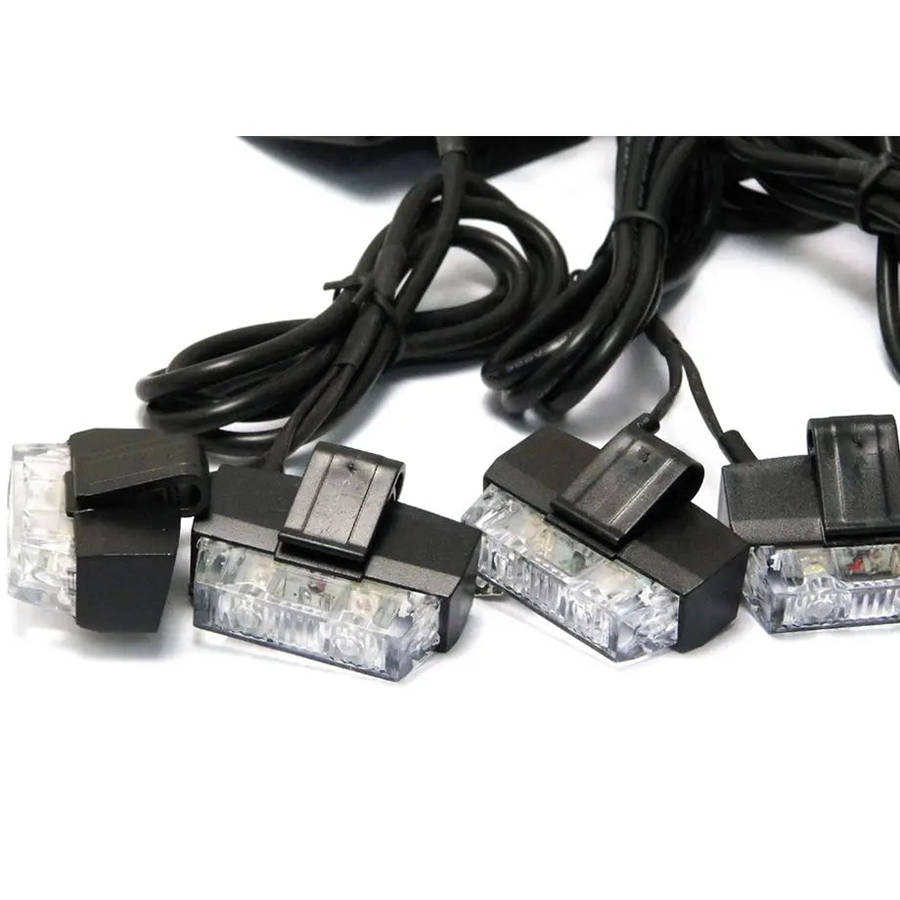 8 x Grill Clip-On Emergency Strobe Warning Lights  White