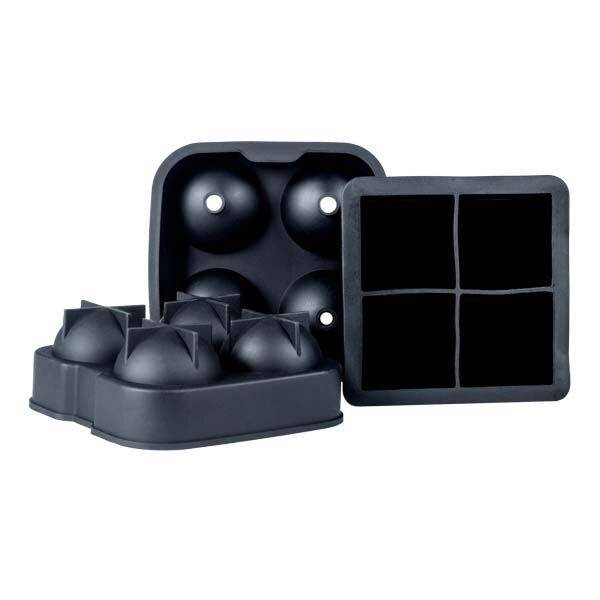 Kitchen Kult Round Sphere &amp; Giant Cube Ice Tray Mould Combo - 2 Pack