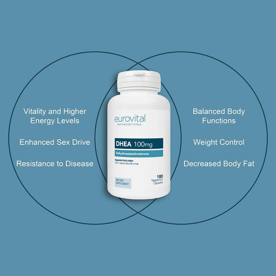 EuroVital DHEA for Body Balance Functions - 100mg (180 Capsules)