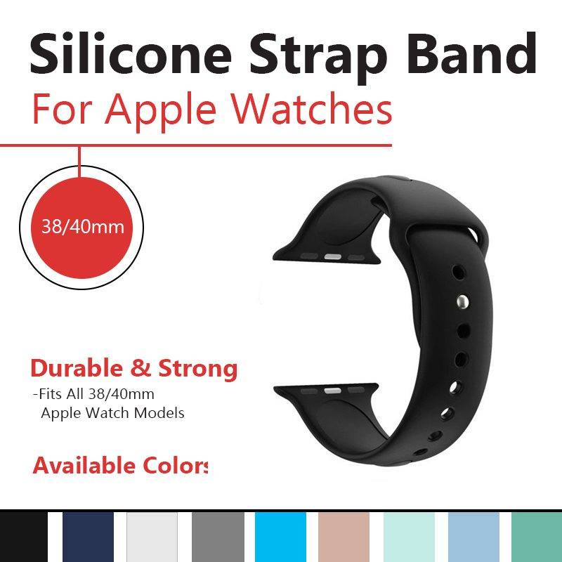 Zonabel 38/40/41mm Apple Watch Replacement Silicone Strap - Black