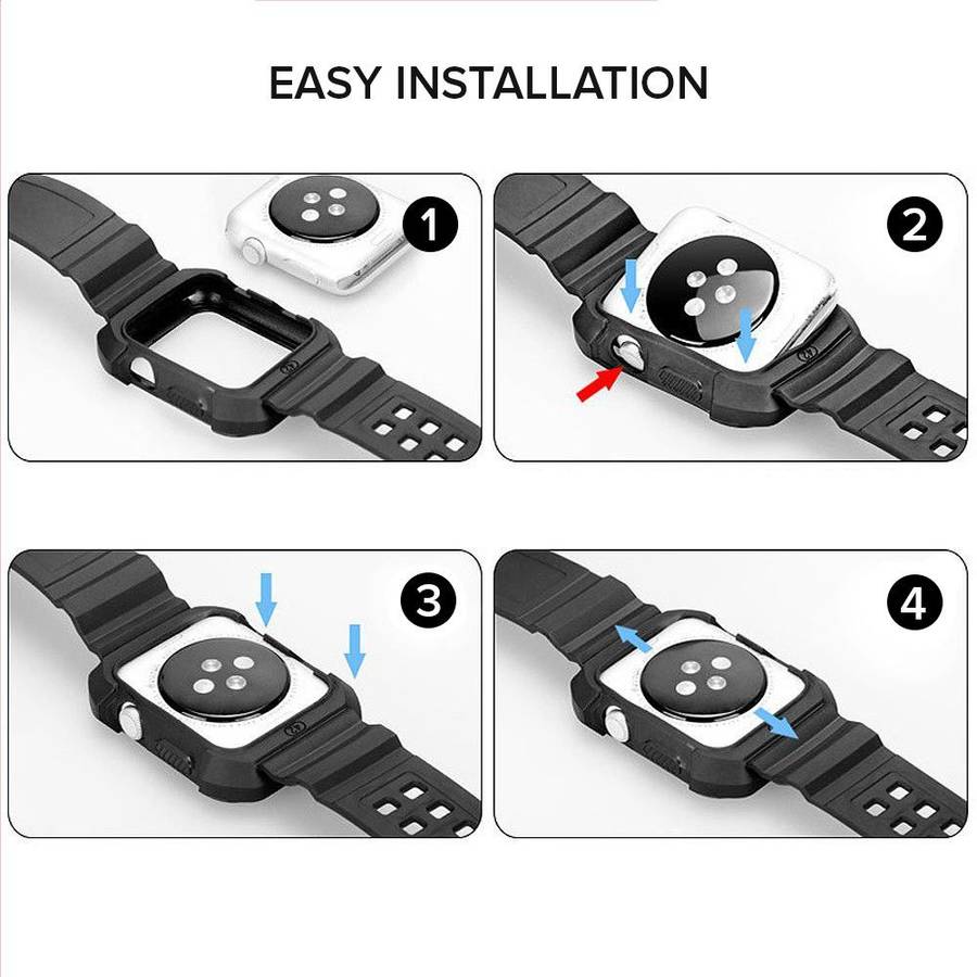 Zonabel Rugged Protection Strap for 42mm Apple Watch - Black TPU