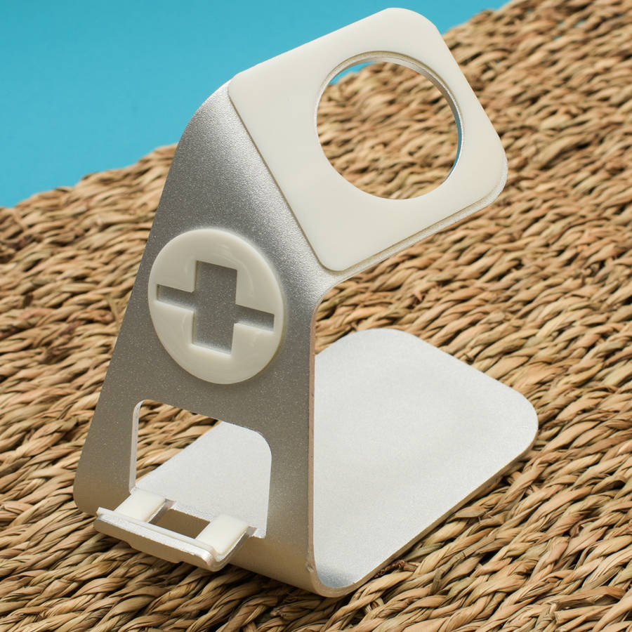Zonabel Dual Aluminium Charging Dock Station for Smartphones &amp; Apple Watch - White