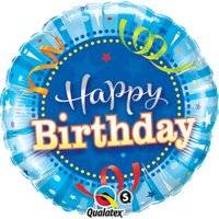 Birthday Bright Blue Round Foil Balloon (46 cm)