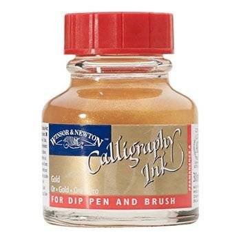 Winsor And Newton Non Waterproof Calligraphy Ink - Gold (30ml)
