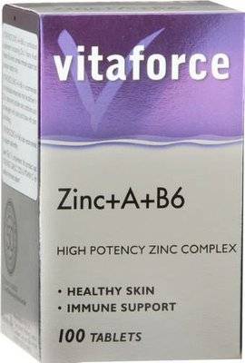 Vitaforce Zinc+A+B6 - High Potency Zinc Complex (100 Tablets)