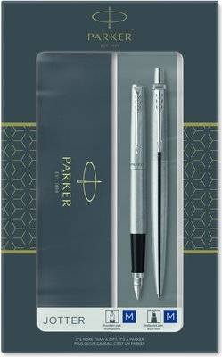 Parker Jotter Duo Stainless Steel Ballpen And Fountain Pen Set (Blue Ink)