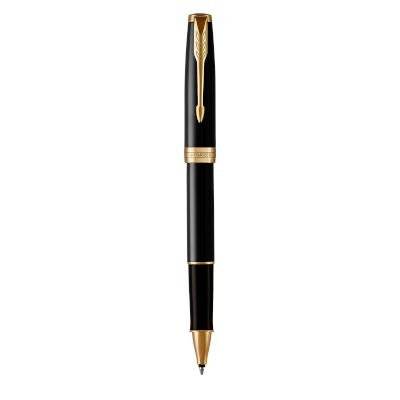 Parker Sonnet Fine Nib Rollerball Pen (Black with Gold Trim)(Black Ink) - Presented in a Gift Box