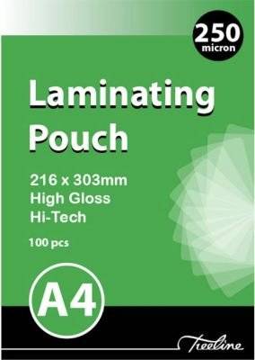 Treeline 250 Micron Laminating Pouches (A4)(216x303mm)(Box of 100)