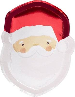 Silly Santa Foiled Santa Christmas Paper Plates (Pack of 8)