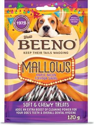 Beeno Mallows Swirl Semi-Moist Dog Treats - Maple Bacon Flavour (120g)