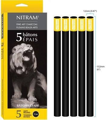 Nitram Fine Art Charcoal Btons pais (X5)