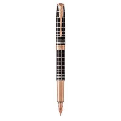 Parker Sonnet Medium Nib Fountain Pen (Brown with Rose Gold Trim)(Black Ink) - Presented in a Gift B