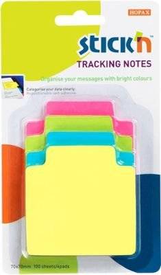 Stick N Tracking Notes (70x70mm)(4 Pads Per Pack)(Neon Colours)