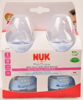 NUK First Choice Bottle with Silicone Teat Twin Pack (150ml)(0-6 Months)(Baby Blue)