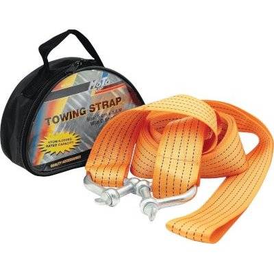 Moto-Quip 2000kg Towing Strap with D Shackles (4.8cm x 3.5m)(Orange)