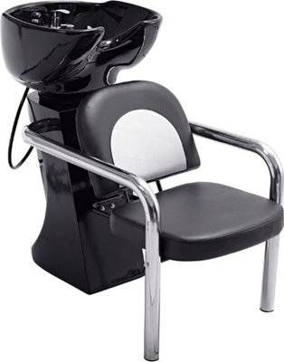 Lucky Backwash Chair with Adjustable Backrest and Plastic Basin (200kg)(Black) picture