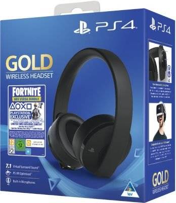 Sony Playstation Gold Wireless Over-Ear Headphones and Fortnite Neo Versa Bundle (Black) picture