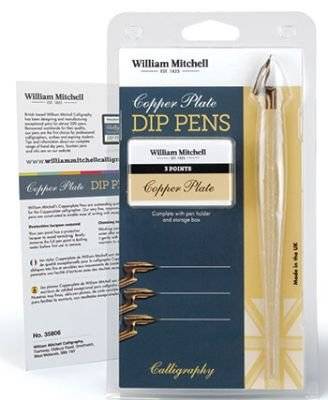 William Mitchell - Calligraphy - Copperplate Dip Pen - 3 Elbow Nibs and Holder