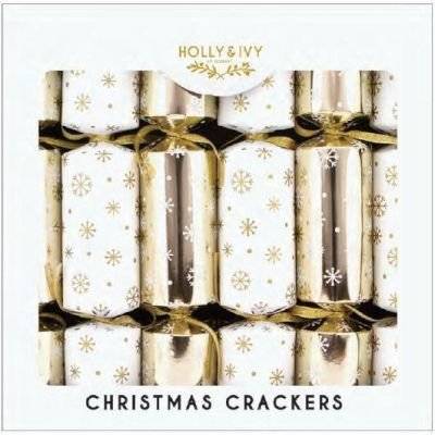 Holly & Ivy 12" Family Crackers - Gold Snowflakes (12 Pack)