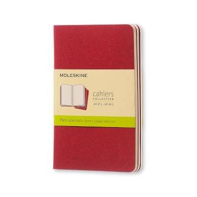 Moleskine Plain Cahier Journal Pack (70gsm)(9x14cm)(32 Sheets)(Pack of 3)(Cranberry Red)
