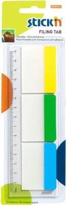 Stick N Repositionable Filing Tabs (37x50mm)(3 Solid Colours)(Box of 12)