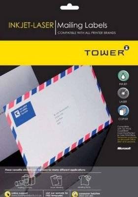 Tower W107 Inkjet-Laser Mailing Labels (25 sheets)(38.1x21.2)