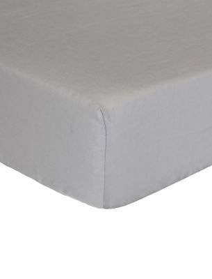 Horrockses Polycotton Fitted Sheet (Queen) (Grey)