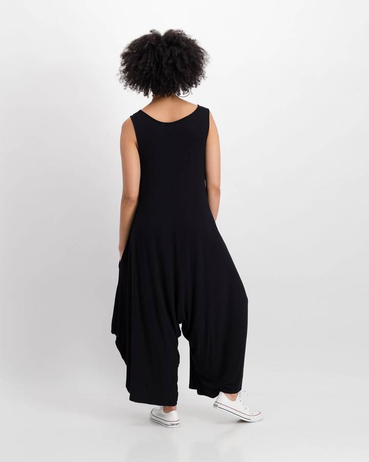 Style Mode Jumpsuit With Pockets - Black (L)