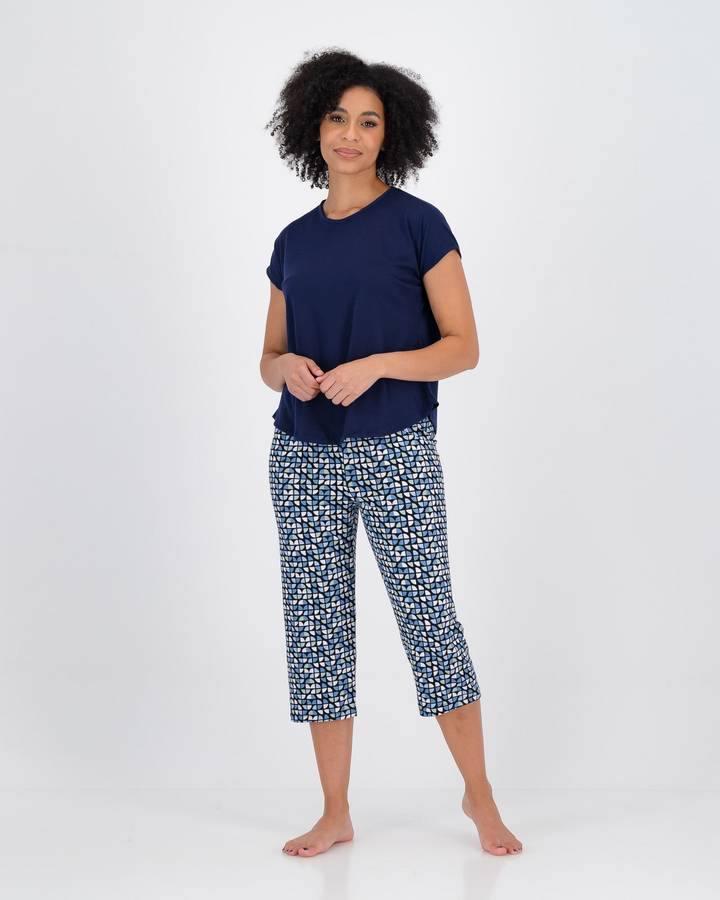 Rue21 Sleep T-Shirt & Shorts PJ Set - Navy (M)