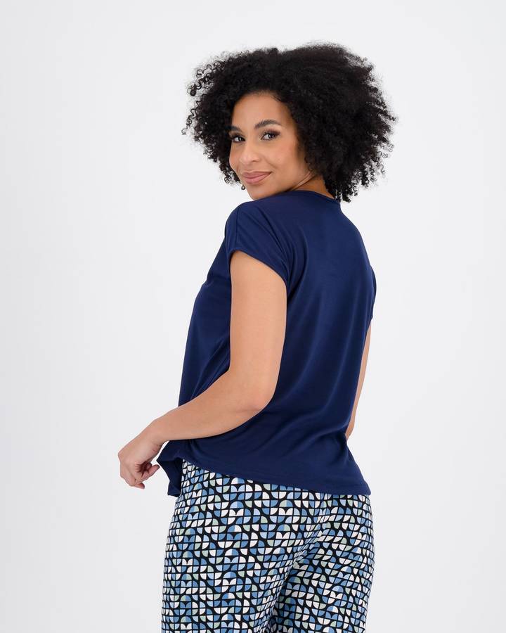 Rue21 Sleep T-Shirt & Shorts PJ Set - Navy (M)