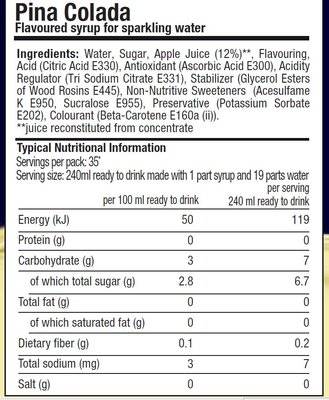 Sodastream Mocktail - Bahamas Pina Colada Syrup (440ml)