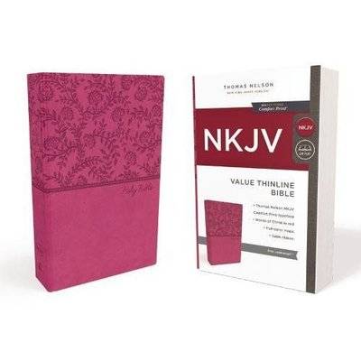 NKJV Value Thinline Bible (Pink) (Leather / fine binding, Red Letter Edition)