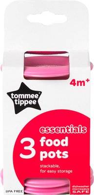 Tommee Tippee - Essentials Food Pots & Lids (3 Pack | Supplied Colour May Vary)