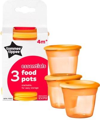 Tommee Tippee - Essentials Food Pots & Lids (3 Pack | Supplied Colour May Vary)