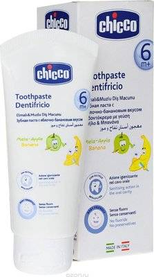Chicco Toothpaste (Apple & Banana |50ml | 6m+ | No Flouride)