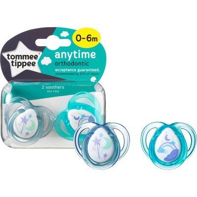 Tommee Tippee Closer to Nature Anytime Soother (0 - 6 Months | 2 Pack | Supplied Colour May Vary)