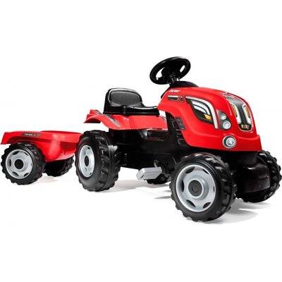 Smoby Farmer XL Tractor Pedal Ride-On with Trailer (Red and Black) Picture 1